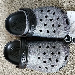 Crocs black sparkle sz 2 NWT
